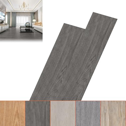 ACXIN 91,44 x 15,24 x 0,2 cm PVC Bodenbelag, Vinylboden Selbstklebend Klebefliesen Boden, 36 Stück für Circa 5m², Klick Vinylboden Laminat Klebevinyl, Holz-Effekt (Night Oak)