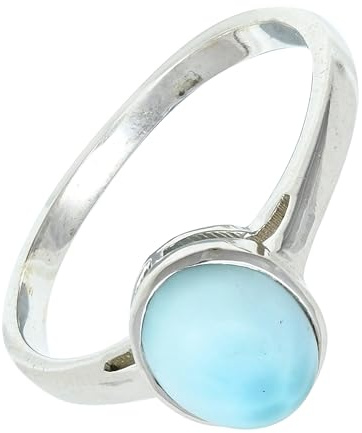 SILVERNROCK Larimar Edelstein Versilberter Ring Herren und Damen alle Größen handgefertigter Schmuck ERG 1156A_58 (18.5)