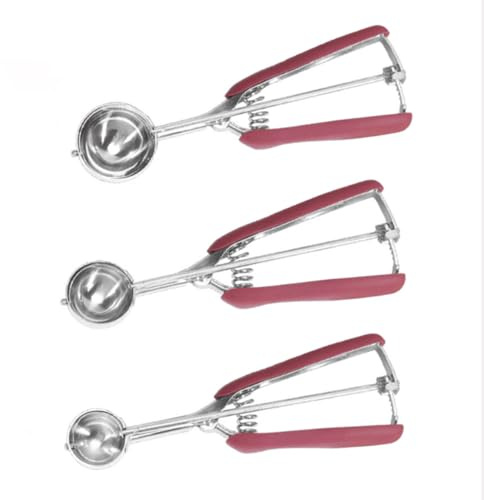 ZONADAH Set mit 3 Eisportionierern aus Edelstahl, Keksschaufel, 3 cm, 4 cm, 5 cm, Grabkugelschaufel, Teig, Lebensmittel, Kugellöffel, für Obst, Kartoffeln, Eis, Cupcake