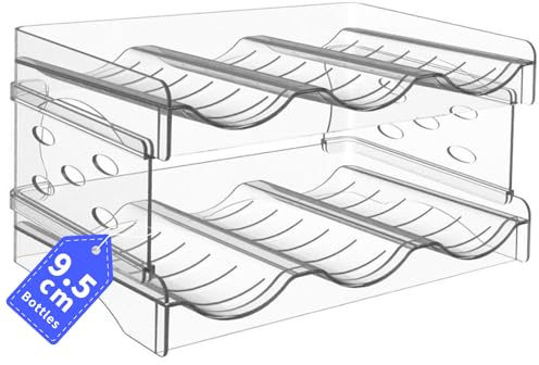 Flaschenhalter Kühlschrank Stapelbar 6 Flaschen - Effizienter Flaschen Organizer für Kühlschrank und Schrank, Praktisches Weinregal Stapelbar für Ordnung und Stabilität.(2 Schichten 6 Flaschen)