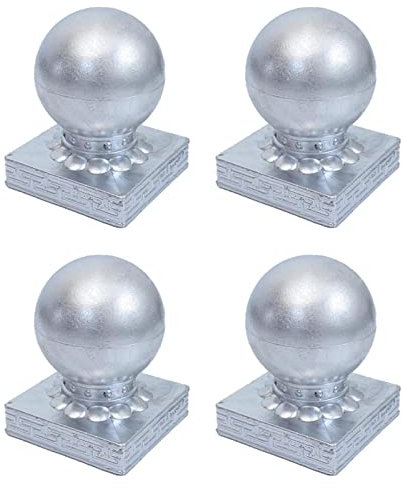4 X Sphere Fence Finials, Fence Post Caps Aluminum Metal Garden Decking Fence Ball Post Cap Finial
