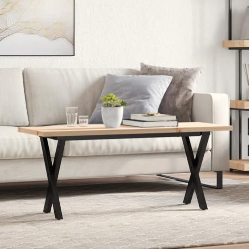 Homgoday Couchtisch X-Gestell Tischbeine Tischgestell Tischfusse Möbelfüße Tischkufen Tischgestell für Moderne Couchtisch, kafftisch, Wohnzimmer 110x40x45,5 cm Massivholz Kiefer Gusseisen