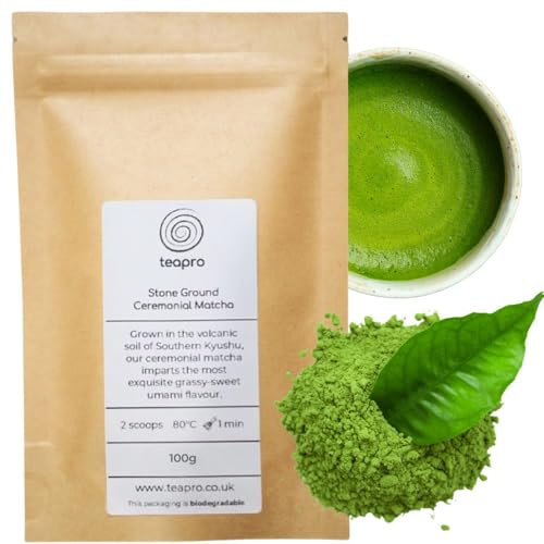 Teapro Ceremonial Grade Matcha Powder 100g | First Harvest Premium Green Tea from Kyushu Japan | Pure Stone Ground Leaves for Traditional Ceremony