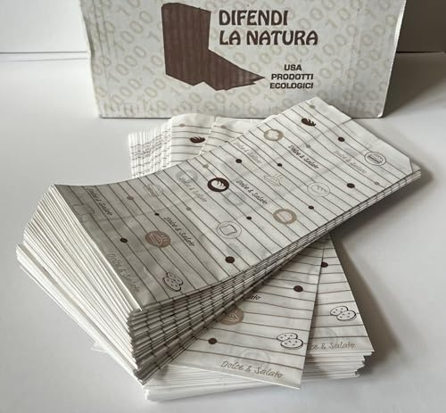 100/1000 Sacchetti di Carta Bianchi ANTIGRASSO 14x30 cm Sacchetto in Carta Kraft Bianca per Alimenti a RESIDUO GRASSO Pizza Piadine Dolci Street Food Hamburger Panini Pizzette (100)