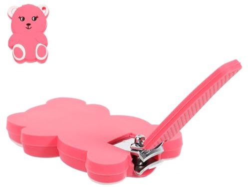 Babynagelknipser Rosa mit Silikongriff und Gebogenen Kanten | Kohlenstoffstahl, Faltbares Design, für Neugeborene und Kleinkinder, Präzises Schneiden