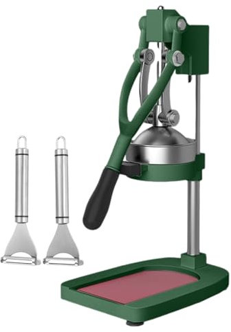 forplubossmmp Exprimidor De Cítricos Profesional con 2 Peladores, Máquina Exprimidora Comercial con Embudo Extraíble, Exprimidor De Naranjas Manual, Herramienta De Exprimido De Acero Inoxidable,Green