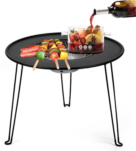 Table de barbecue portable pliable pour jardin extérieur Barbecue au charbon avec support à viande à double usage pour la maison et le camping