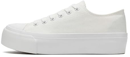 Ladies Fashion Platform Trainers Women’s Platform Low Top Lace Up Canvas Shoes Pumps Plimsolls Outdoor Tennis Walking Shoes