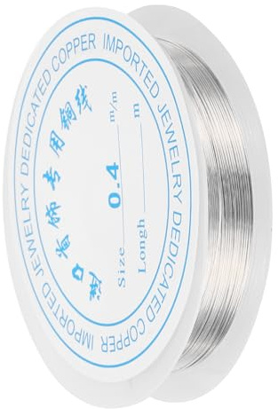 sourcing map 0.4mm/26 Gauge Copper Wire for Jewelry Making, 1 Roll Craft Tarnish Resistant Beading Wire for Jewelry Making Supplies(Silver)-10m
