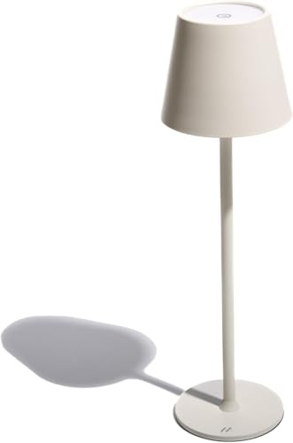 Muitomas, Lampada da Tavolo con Controllo Touch e Intensità della Luce Regolabile, Lampada Design da Comodino o Scrivania, Ricarica cavo USB-C, Batteria 1800 mAh, Colore Bianco