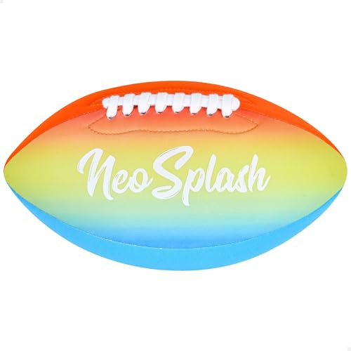 AKTIVE Neo Splash Rugby-Ball, Neopren, 26 cm, mehrfarbiges Design, weich und robust, zum Spielen am Strand oder Pool, komfortabler Griff, auch bei Nässe, optimal für Kinder und Erwachsene (54292)