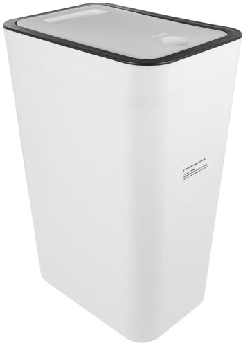 ULTECHNOVO Cubo de Basura Ligero y Resistente con Tapa de Plástico white de 10l Práctico y Funcional y Diseño Simple con Bordes Reforzados para Baño y Sala