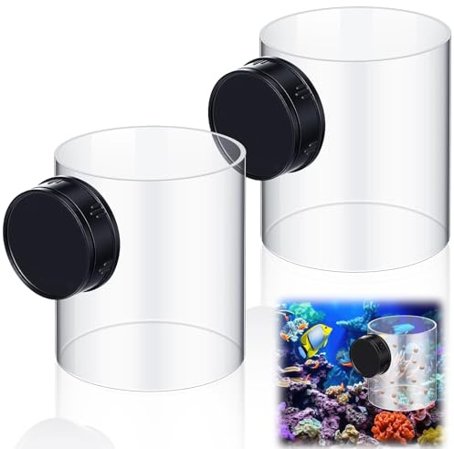 Beeveer 2 Pcs Magnetic Fish Feeding Ring, Acrylic Aquarium Feeder