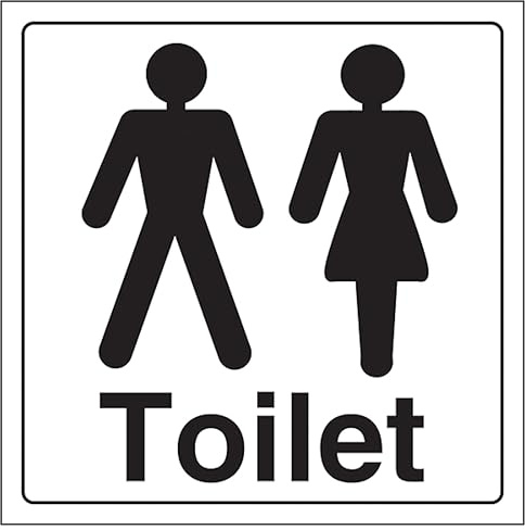 V Safety Unisex Toilet 150 x 150 mm - Glow In The Dark 1mm Rigid Plastic Safety Sign