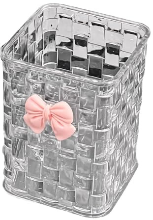 Wegiwuca Pot à crayons tissé texturé avec nœud papillon - Multifonctionnel - Organisateurs de bureau pour ranger crayons, stylos, pinceaux de maquillage - Conteneur de rangement décoratif