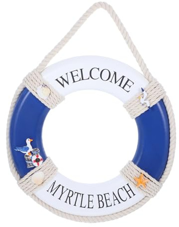HEATSHAKING Mediterranean Style Hanging Lifebuoy Wall Decor Nautical Wooden Decoration for Home Bar Nursery Easy Installation Multi-scene Use Coastal Aesthetic Charm