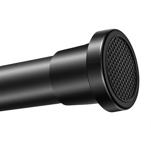 GOXIFACHOY Shower Curtain Rod Adjustable 31-80 inch, 1 Diameter Spring Tension Curtain Pole No Drill, Anti-Rust Dust-proof Shower Rod, Telescopic Rod for Bathroom Matte Black (31-80 inch)