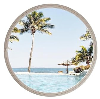 LYMGRZ Fenêtre Ronde en Alliage d'aluminium avec Verre trempé, Rotation à 360°, éclairage, Ventilation, pour sous-Sol, Grenier, Salon et Bureau (Blanc, 60 cm)