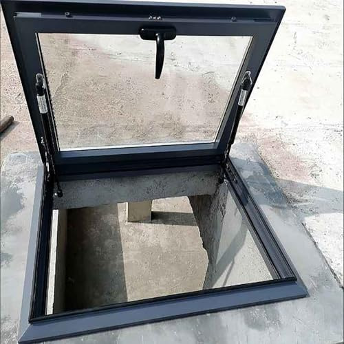 Dachluke Dachfenster mit gehärtetem Glas, Flachdach-Zugangstür, Dachbodenbeleuchtung, 80° Öffnungswinkel, Maße: 78 x 98 cm
