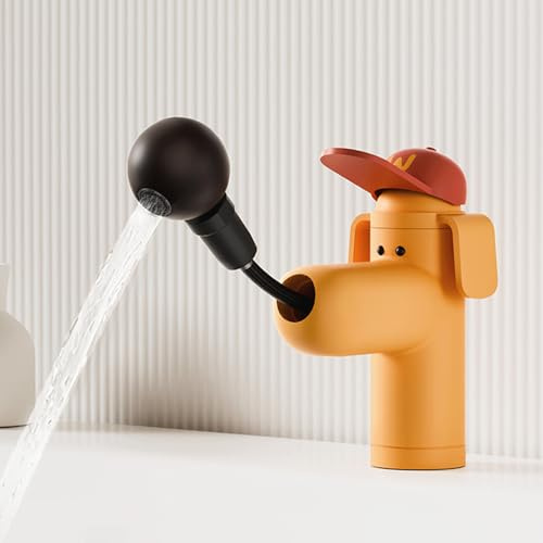 SWHC Wasserhahn Bad Ausziehbar Waschtischarmaturen aus Messing, G3/8 | Waschtischarmatur Gold Mischbatterie Waschbecken Armaturen Kaltwasserhahn Gäste WC