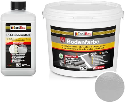 Isolbau - 2K PU-Bodenbeschichtung für Innen- und Außenböden - Bodenfarbe Steingrau mit PU-Bindemittel für Garagen, Werkstätten, Kellern - Garagenboden-Beschichtung - Betonfarbe 4kg