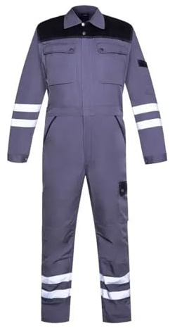 Tuta da Lavoro Uomo Tute Da Lavoro For Uomo, Uniformi For Pittura, Meccanici, Costruttori, Riparatori, Abiti Fabbrica, Riflettenti Notturni(Grey black 2,M-165)