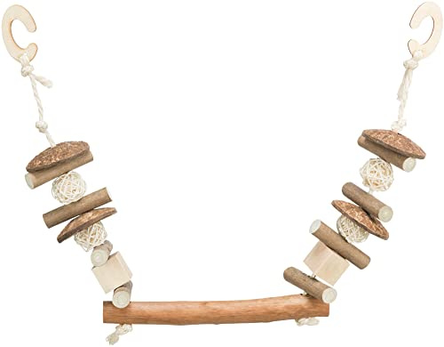 TRIXIE Vogel Käfigzubehör KNABBERSCHAUKEL, KOKOSNUSS/HOLZ/RATTAN, 20 × 30 cm - 58745