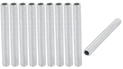 sourcing map Tige Filetée Creuse M8 Tube Filete Paquet de 10 | Supérficiel Tige Filetée Creuse, 70mm Longueur, pour Luminaire Lampes Réparation Pièce Matériel Lumières Zingué, Argenté