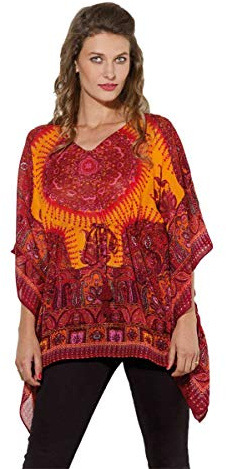 Coline - Blouse Fluide Ethnique - Couleur : Orange - Taille : L/XL
