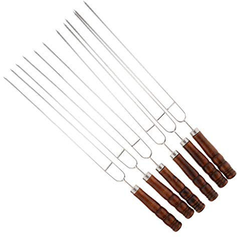 Tubayia 6 Stück Edelstahl Grillspieße Schaschlikspieße Grillspieße BBQ Spieße für Lamm, Rind, Schwein, Fisch, Gemüse
