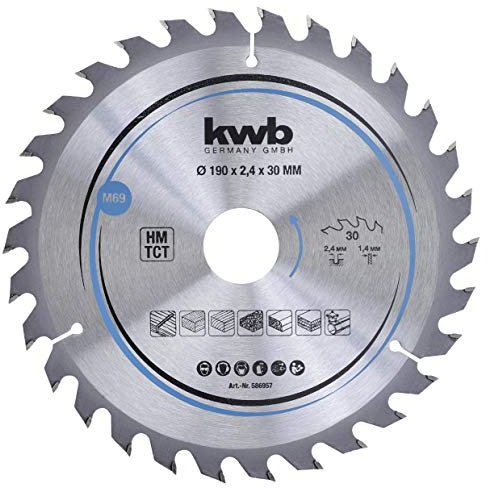 kwb Kreissägeblatt 190 x 30 mm, schneller Schnitt, Sägeblatt geeignet für Weich- und Hartholz, Tischlerplatten und Spanplatten