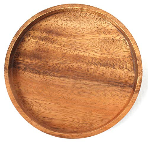 dekoundmeer Teller aus Holz rustikaler Rand 20, 25 und 30cm Durchmesser Akazienholz Handarbeit (Ø 20 cm)