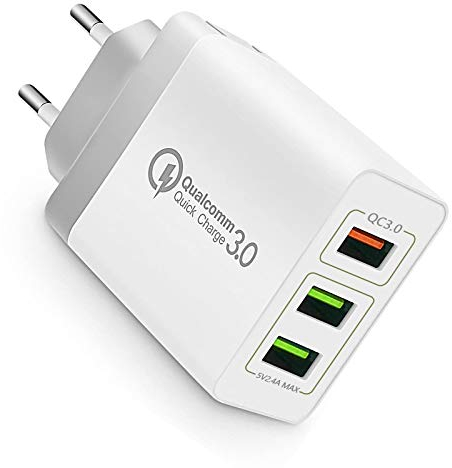3Puertos QC3.0 USB Cargador rápido Cargador Movil Universal Adaptador, 30W QC3.02.0 Smart Alimentador USB Adaptador de Alimentación para Samsung iPhone iPad Huawei Google y más