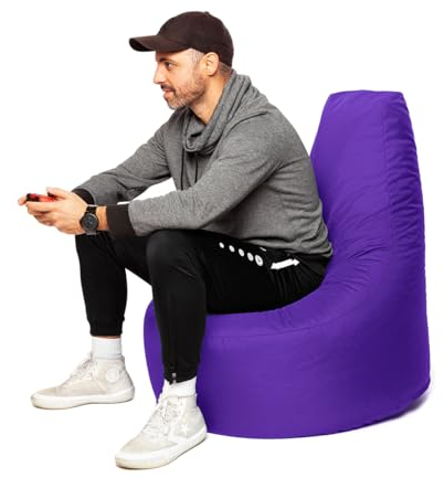PATCH HOME Gamer Sessel Sitzsack Beanbag - 2 Größen - 25 Farben XXL - 80cm Durchmesser, 30cm Sitzhöhe, 90cm Höhe Lila