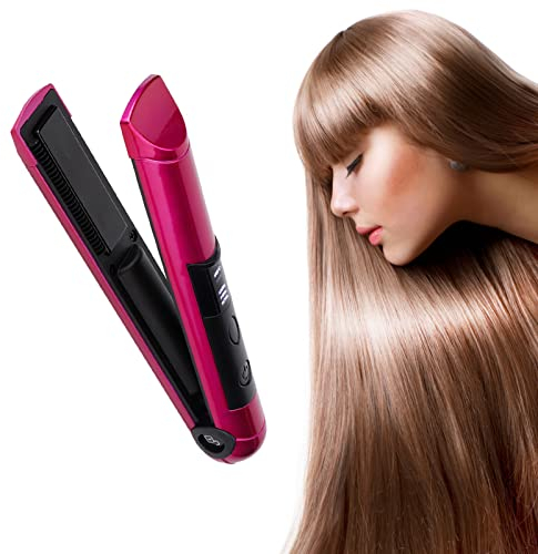 Plancha de pelo USB Plancha de pelo de múltiples ondas Mini rizadores de calentamiento Herramientas para peinar el cabello, con pantalla LCD, 165 ℃, 185 ℃, 205 ℃, cabello liso, esponjoso y rizado