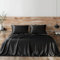 Candoury Set di lenzuola in raso di seta, per letto queen size, 4 pezzi, federe, lenzuolo e lenzuolo con angoli, morbide e resistenti, set di lenzuola di lusso da hotel (queen size, nero)