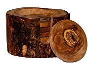 Untersetzer Rustikal für Gläser Bierdeckel rund aus Olivenholz im 6er Set 9 cm Inclusive Aufbewahrungsbox Für Gläser Becher Tassen und Vasen