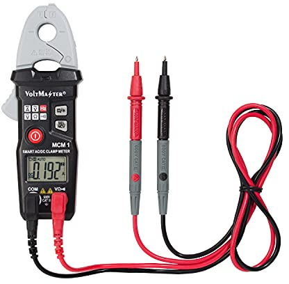 Voltmaster MCM 1 Digitales Miniatur Zangenamperemeter CAT III 600 V, Ultrakompaktes Multifunktionsmessgerät (AC/DC Strommessung, robust, Data-Hold, Auto Power-Off, ABS-Kunststoff), Schwarz/Grau