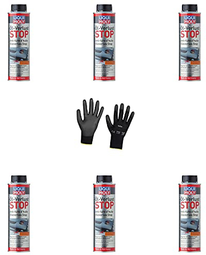 Iloda 6xOriginal Liqui Moly 300ml Öl-Verlust Stop Oil Leak Stop 1005 Schutzhandschuhe