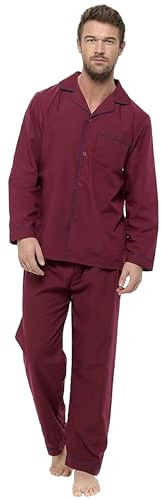 kraftd Men's Pyjama Set Traditional Classic Cut Pyjamas Sets Cotton Loungewear Sleepwear Nightwear 2 Piece Pj's Red