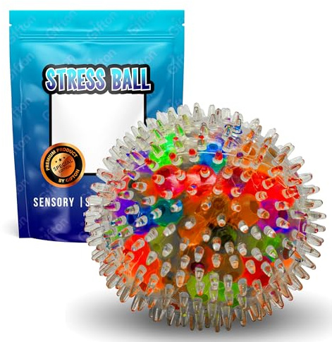 Gifton - Spiky Stress Relief Ball for Aduls - Novelty DNA Sensory Squeeze Soft Fingers Wrist Exercise Ball for Anxiety Autism Bad Habits