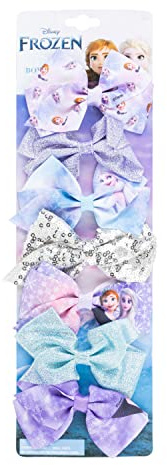Disney Frozen II Girls 7 Piece Princess Hair Bow Set, Alligator Clip, Accessories for Ages 3+