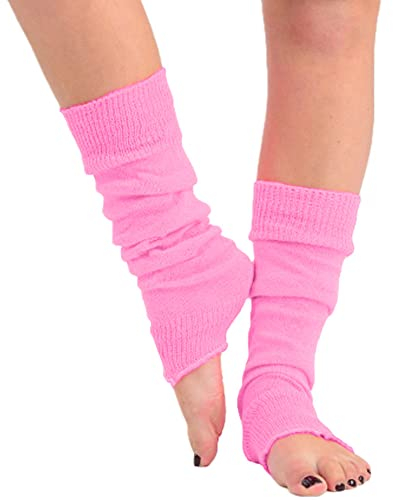 COMFYLOT & KK TRADERS MCR LTD® Women Fancy Stylish Acrylic Leg Warmers Plain 80s Party Neon Ballet Dance Ice Skating Accessories (Baby Pink)