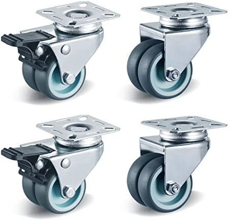 8 Stück Doppelrollen Lenkrollen mit Bremse 50mm Transportrollen Möbelrollen mit bremse bis 400kg Strandkorbrollen Schwerlast Rollen 360° Drehbar Kein Geräusch(4 Bremsrollen,4 Lenkrollen)