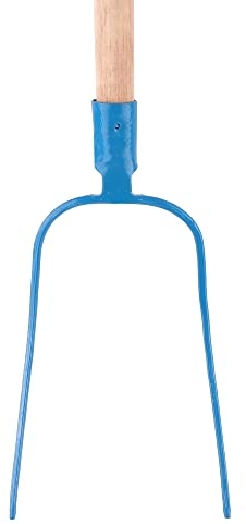 Bauster® Fourche à foin à 2 dents pour jardin avec manche 115 cm, fourche pour écurie, ferme, en acier de haute qualité, fourche à fumier, robuste pour le jardinier et l'agriculteur, fourchette en fil