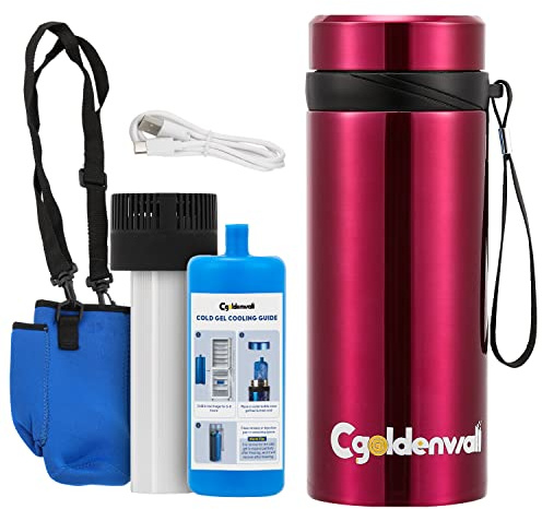 CGOLDENWALL Frigo Insulina da Viaggio 40H, Raffreddamento a 2-8°C, Rosso | Cavo USB, Biogel, Raffreddamento 2‑in‑1, 3-7 Penne, LCD Display, Approvato TSA, Portatile per Casa, Auto e all'aperto