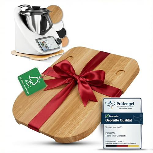 Gleitbrett für Thermomix TM6/TM5 | MADE IN EU | leicht gleitendes Rollbrett aus FSC EICHENHOLZ - Thermomix Zubehör TM6 & TM5