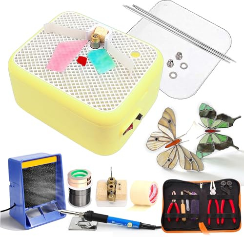 json2xml Il Kit Smerigliatrice Include Kit Tagliavetro/Testina di Smerigliatura/Kit di Saldatura, Set Iniziale per Vetro Colorato con Ventola di Scarico per Saldatura E Materiali di Consumo,Yellow