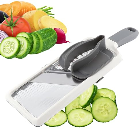 Multi Handheld Mandoline Slicer with Adjustable Stainless Steel Blade, Veggie Chopper & Cheese Reibe, Mandoline French Fry Cutter for Speedy Slicing of Fruits and Vegetables