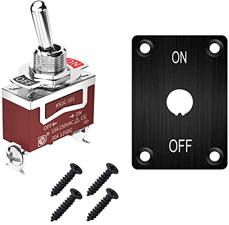 Gebildet Interruptor de Palanca Marino 12VDC 20A SPST para Camión, Barco, Cochecon Panel de Montaje Interruptor de Palanca Resistente 250V AC 15A Encendido/Apagado 2 Pines